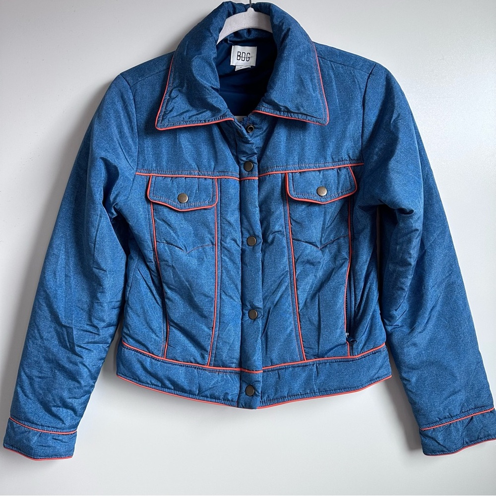 BDG Urban Outfitters Women’s Puffer Coat Vintage-Style Denim-Blue Size S